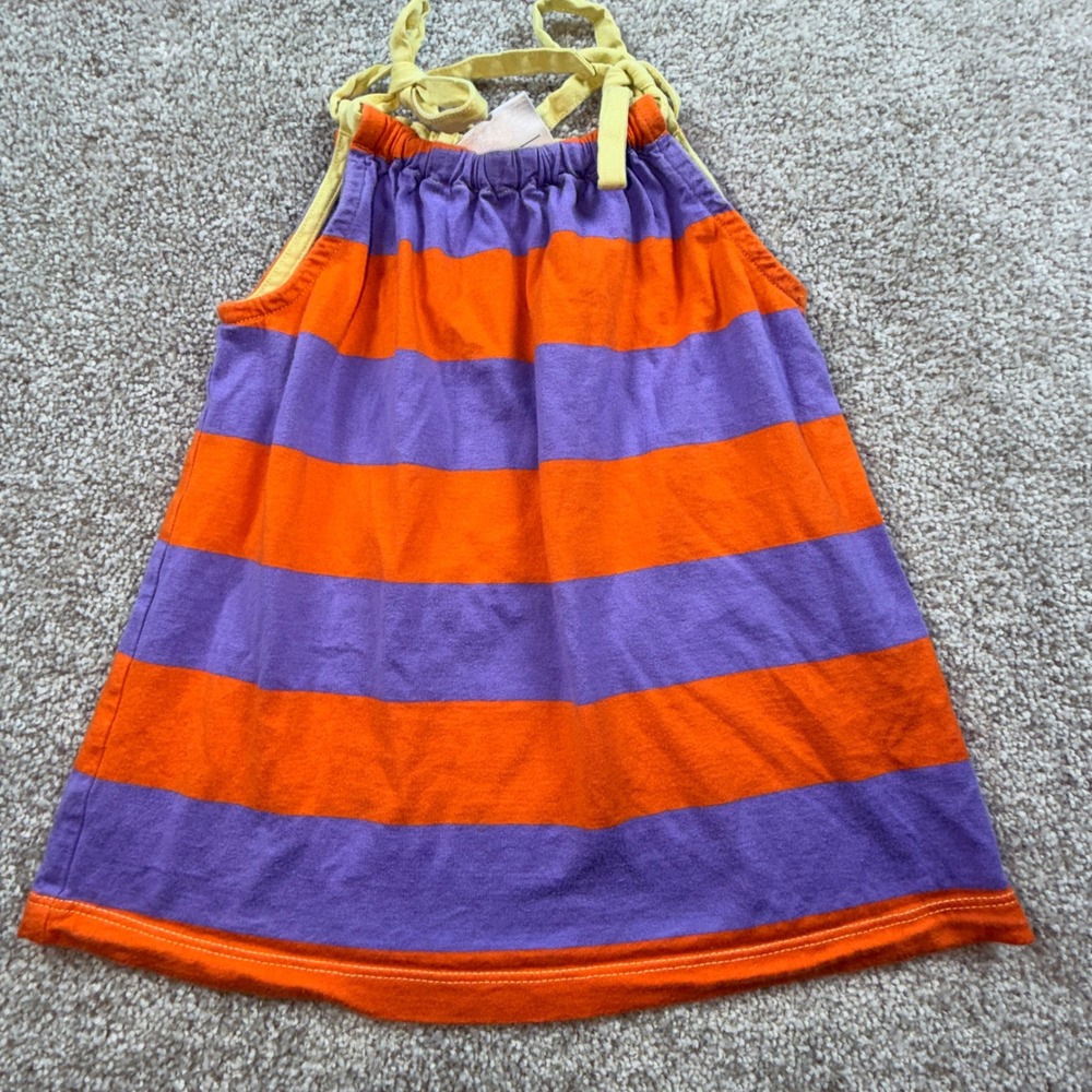 Hanna Andersson Orange Purple Striped Halter Tie‎ Top Size 90 Cotton Jersey 2T